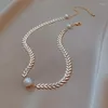 Chains Hip Hop Personality Tide Pearl Leaf Necklace Clavicle Chain Choker Temperament Design Collars For Women