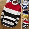 Men's Sweaters Classic Autumn Winter Striped Print Sweater Jumper Casual Comfy Cold Resistant