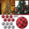Décoration de fête 6pcs boules suspendues de Noël treillis imprimé boule arbre de Noël léger pendentif année décor à la maison Navidad 2023 # t2p