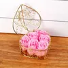 Couronnes de fleurs décoratives 1 ensemble fleur éternelle sans odeur faux savon Faux Rose avec boîte en fer exquise