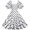 Abiti casual Abito estivo vintage Donna Maglia a pois Stampa floreale A-Line Pin Up Swing Party Hurburn anni '50 Rockabilly