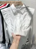 Женские блузки 2023 Весенние взрывы с длинным рукавом с длинным рукавом Элегантная рубашка Корейская мода поворотный воротник блузки Женская одежда