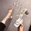 Beige Heeled Sandals 스트랩 2023 여름 검은 굽이드 검투사 라인톤 새로운 외부 High GI 230223