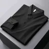 Men's Polos High end luxury silk slip stretch POLO shirt men's long sleeve autumn business casual solid color T-shirt men's Paul shirt 230223