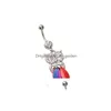 Navel Bell -knop Ringen D0675 uil Belly Ring Clear Color Drop levering sieraden Body Dhgarden Dhkee