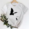 Women's T-skjortor T-shirts för kvinnor Lady Print grafisk t-shirt kvinnlig tee t-shirt tecknad rolig hand djur kort ärm vår sommar topp