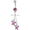 Navel Bell Button Rings D0105 Bowknot Belly Ring Mix Colors Drop Delivery Body Dhgarden Dhuex