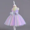 Fille robes enfant en bas âge bébé robe 2023 été doux sans manches princesse enfant vêtements coloré fleur gonflé Vestido 0-3Y