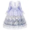 Robes de fille Enfants Fille Lolita Robe Dentelle Arc Doux Jolies Filles Princesse Robe D'été Fête D'anniversaire Robe De Bal Robe 315 Ans Fée Z0223