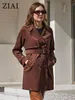 Damesjassen Ziai 2023 Spring herfst Trench Coat Mid Long Simple Classic Double Breasted Jacket Wind Breakher ZS 30014 230222