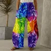 Active Pants Joggers Women Casual Sweatpants High midje Tie Dye Fjäril Tryckbyxor Långa Boho Beach Pockets Pantalones de Mujer