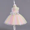 Mädchenkleider Kleinkind Babykleid 2023 Sommer süßer ärmelloser Prinzessin Kinder Kleidung Bunte Blume Puffy Vestido 0-3y