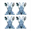 Decoração de festa Páscoa Bunny Faca e porta -fork 4pcs/conjunto ovos de talheres de coelho