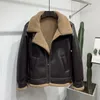 Jaquetas masculinas pêlo de cordeiro e jaqueta de motocicleta de inverno de um homem espessamento de couro de cashmere 230223