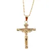 Pendant Necklaces 24K Gold Jesus Cross Necklace Religion Crucifix Inri Jewelry Drop Delivery Pendants Dhqdv