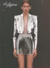 Zweiteiliges Kleid Ailigou Neueste 2023 Designer Mode Set Damen Luxus Pailletten Sexy Strass Diamanten Kurzanzug Mini 230222