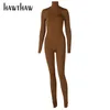 Kvinnors jumpsuits Rompers Hawthaw Women Autumn Winter Long Sleeve Bodycon Soild Color Turtleneck Jumpsuit Romper PlaySuit Famale Clothing Streetwear 230223