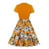 Casual Dresses Women Robe Vintage Dress 50s 60s Bowknot Floral Print Swing Pin Up Summer Party Elegant Tunic Vestidos