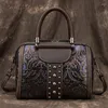 Evening Bags Retro Fashion Contracted Chinese Style Large Capacity Cowhide Women's Handbags Multi-Function Ladies Shoulder