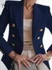 Women's Suits Blazers Yitimuceng Elegant Blazer Women Spring Office Fashion Notched Long Sleeve Double Breasted Suits Slim Casual Long Jackets 230223