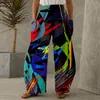 Active Pants Joggers Women Casual Sweatpants High midje Tie Dye Fjäril Tryckbyxor Långa Boho Beach Pockets Pantalones de Mujer