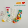 1424 Chil1en's Socks 2023 Leer- en zomer dunne regenboog gaas sokken wavelet stip amusement park girls socks