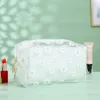 Cosmetic Bags Q Portable High-capacity Korean Style For Female Transparent PVC Daisy Print Waterproof Travel Toiletry Bag