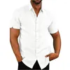 T-shirts pour hommes été revers couleur unie à manches courtes hommes chemise décontracté boutonné Streetwear col rabattu T-Shirts