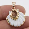 Charms Natural Shell Pendant Fritillary Fan Shape Phnom Penh Crystal Bud For Jewelry Making DIY Necklace Bracelet Accessories