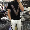 Men's T-Shirts Men's T-shirt Quality Mercerized Cotton V-shaped Pattern 1 Street Fashion Style Short-sleeve Male Top Clothes 230222