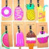 Étiquette de bagage en Silicone PVC de voyage, faveur de fête, crème glacée, pastèque, ananas, étiquette de fruit de dessin animé