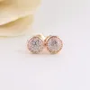 CZ Diamond Pave Stud Orecchini in oro rosa per Pandora 925 Sterling Silver Wedding Party Jewelry per le donne Rose Gold Girlfriend Gift Orecchini HIP HOP con scatola originale