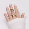 Band Rings New Fashion X-shaped Gold Color Mixing Metal criss-cross Rings Minimalist Circle Geometric Ring Female Jewelry Gifts G230213