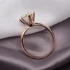 Cluster Rings 14k Rose Gold Ring Classic 6 Moissanite VVS1 Round Cut 1CT 2CT 3CT Engagement Anniversary