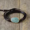 Braccialetti con ciondoli Braccialetto avvolgente di fascia alta Pietre naturali Amazonite Boho Dichiarazione di amicizia lunga Regali per donne Drop 2023