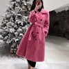 Damesjassen vrouw winter lamslam wollen jas om warme mode kleding te behouden vrouwen rapel kraag Koreaanse stijl lange kleding 230223