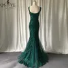 Robes de soirée de luxe émeraude robes de soirée vert pailleté longue sirène robe de bal paillettes élégante robe de soirée motif dentelle robe formelle 230223