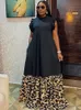 Etniska kläder Long African Maxi Dress Women Leopard Print Patchwork Robes Africa Clothing Summer Fashion Streetwear African Dress Vestidos 230307