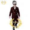 Kledingsets Fashion Boy Suit bruiloft Tuxedo dubbele borsten formele kindjas 2 -delige blazer broeken komen enfant Garon W0224