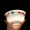 Bowls 70-80's State-owned Old Factory Ceramic Hand-painted Peach Flower Bowl 7501 Porcelain Antique Collection