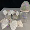 First Walkers Dollbling Luxury Bottles Baby and Shoes Headband Set Keepsake Diamond Tutu Outfit Red Bottom Little Girl Baptism Shoes 230223