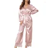 Feminino Sleepwear 2pcs Mulheres Vi-deco