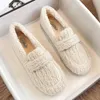 Dress Shoes Fashion Luxury Lambswool Loafers Moccasins Femme Winter Cotton Shoes Women Warm Plush Loafers Curly Furry Sheep Fur Flats 230224