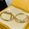 4CM F Golden Studs Letter Stamps Gold Hoop Earring Designer Jewelry Wedding Lovers Gift Box Engagement Jewelry For Bride