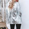 Women's Jackets Women Coat Long Sleeves Cardigan Loose Charming Turn-down Collar Single-breasted Shiny Sequin Autumn Blazer For Dating