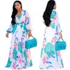 Casual Kleider Frauen Plus Größe S-5XL Sommer Chiffon Druck Strand Lange Maxi Kleid Sexy V-ausschnitt Ärmel Lose Boho party Urlaub