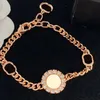 Adjustable Women Bracelet Rose Gold Link Chain with Diamond Circle Elaborate Geometry Hand Jewelry