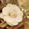 Decoratieve bloemen kransen 2 stks 9cm handgemaakte jute hessian simulatie rozen vintage kerstdecoraties voor huis rustieke bruiloft decoratio