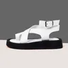 Sandalen Frauen Sandalen Aus Echtem Leder 2022 Sommer Neue Clip Toe Wohnungen Schuhe Gladiator Schnalle Muffin Sandalen Casual Damen Schuhe Z0224