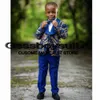 衣料品セット印刷された男の子スーツ3ピースウェディングタキシードチャイルドフォーマルジャケットセットディナーブレザーパンツベストキッズ全体の衣装カスタマイズW0224